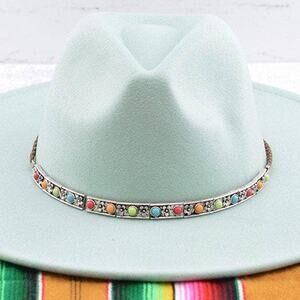 Turquoise Semi-Precious Stone Flower Hat Band in Multi